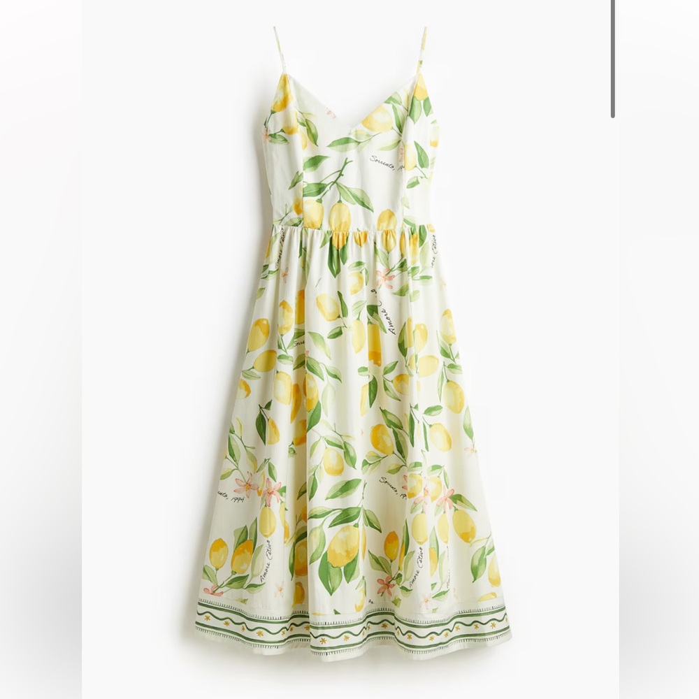 Lemon Print Midi Dress